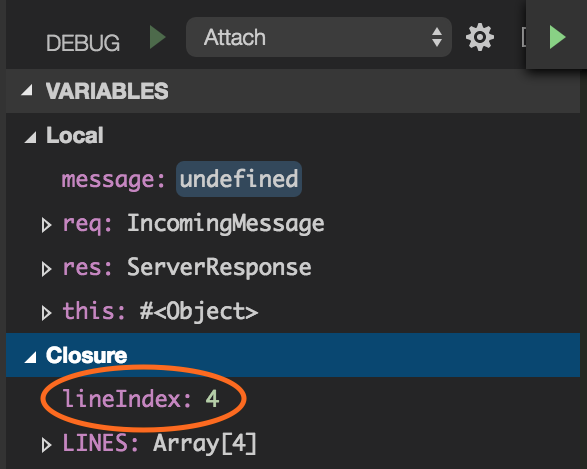 Image of VS Code lineIndex value