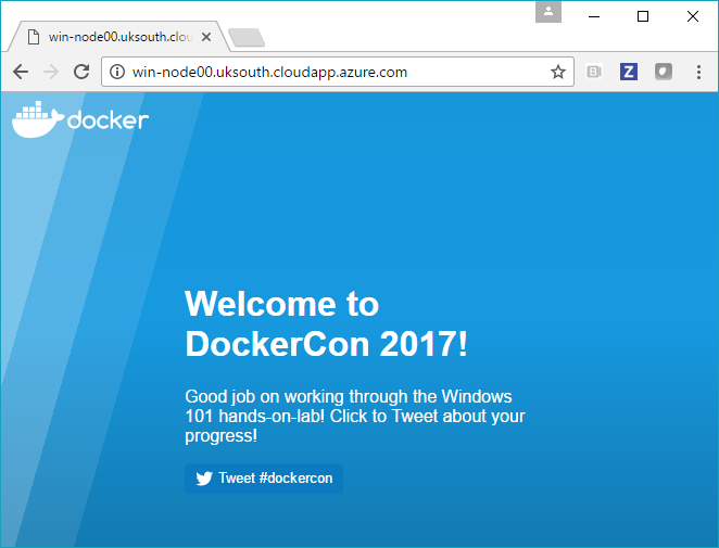 The DockerCon Tweet app in a Windows Server Core container