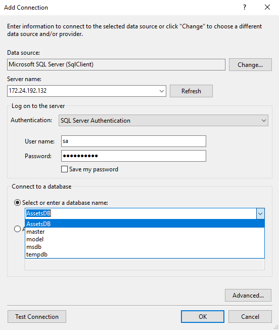 Connecting to AssetsDB